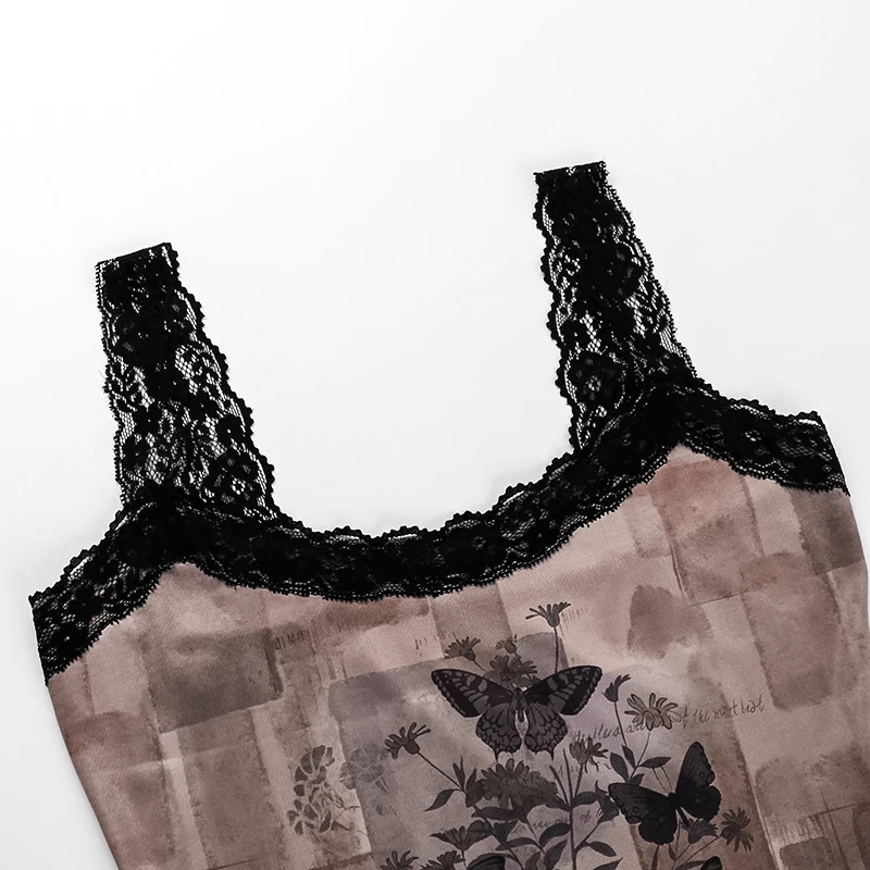 Y2K Goth Butterfly Print Slim Corset Crop Tops Sexy Aesthetic Lace Trim Straps Camis Women Summer Fashion Tank Tops Streetwear - Image 5
