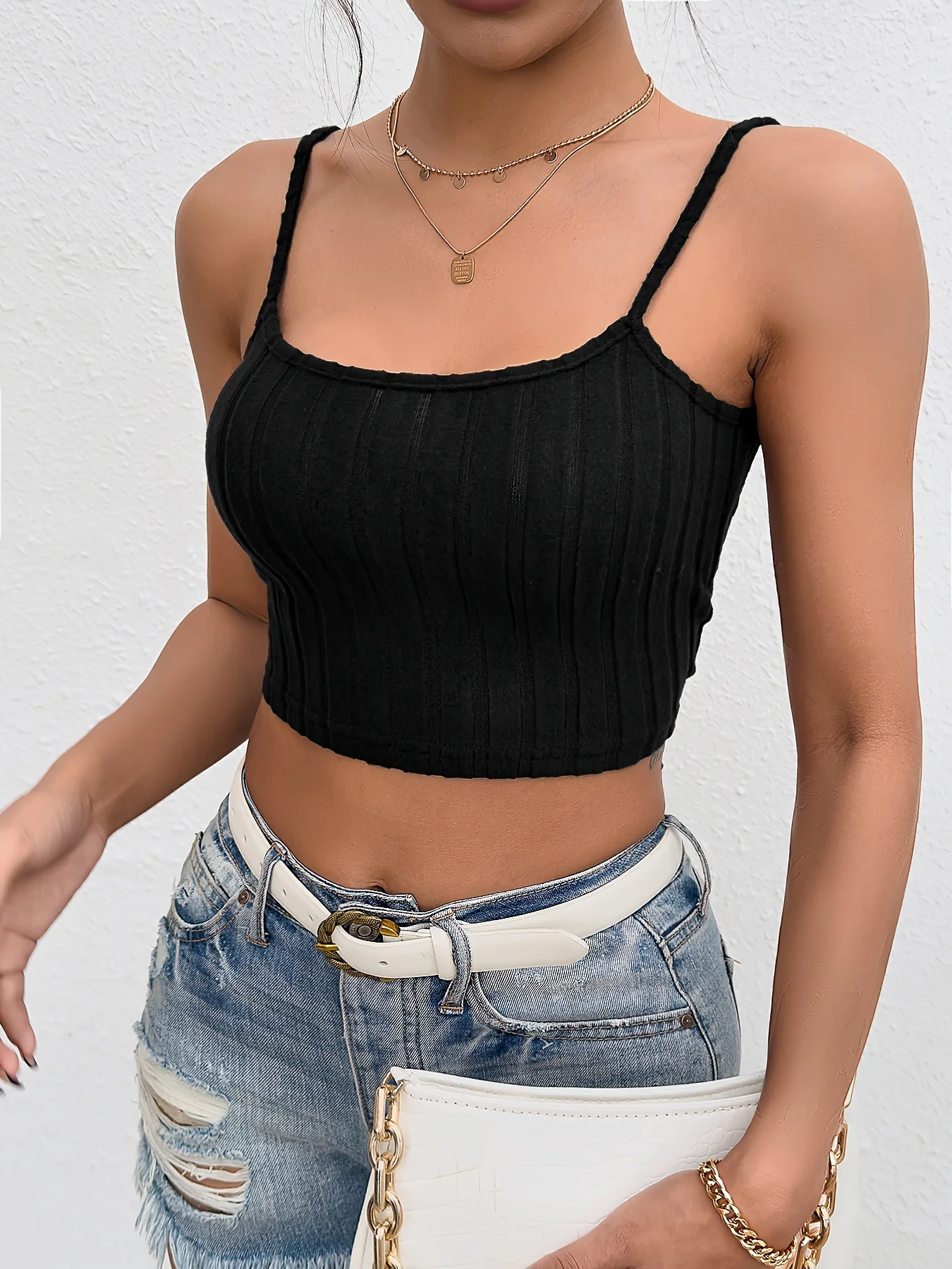 Y2k Ribbbed Camis Sexy Tank Top Women Summer Streetwear Black Solid Crop Top Tee Ladies Night Club Cropped Vest Femme Camisoles - Image 2